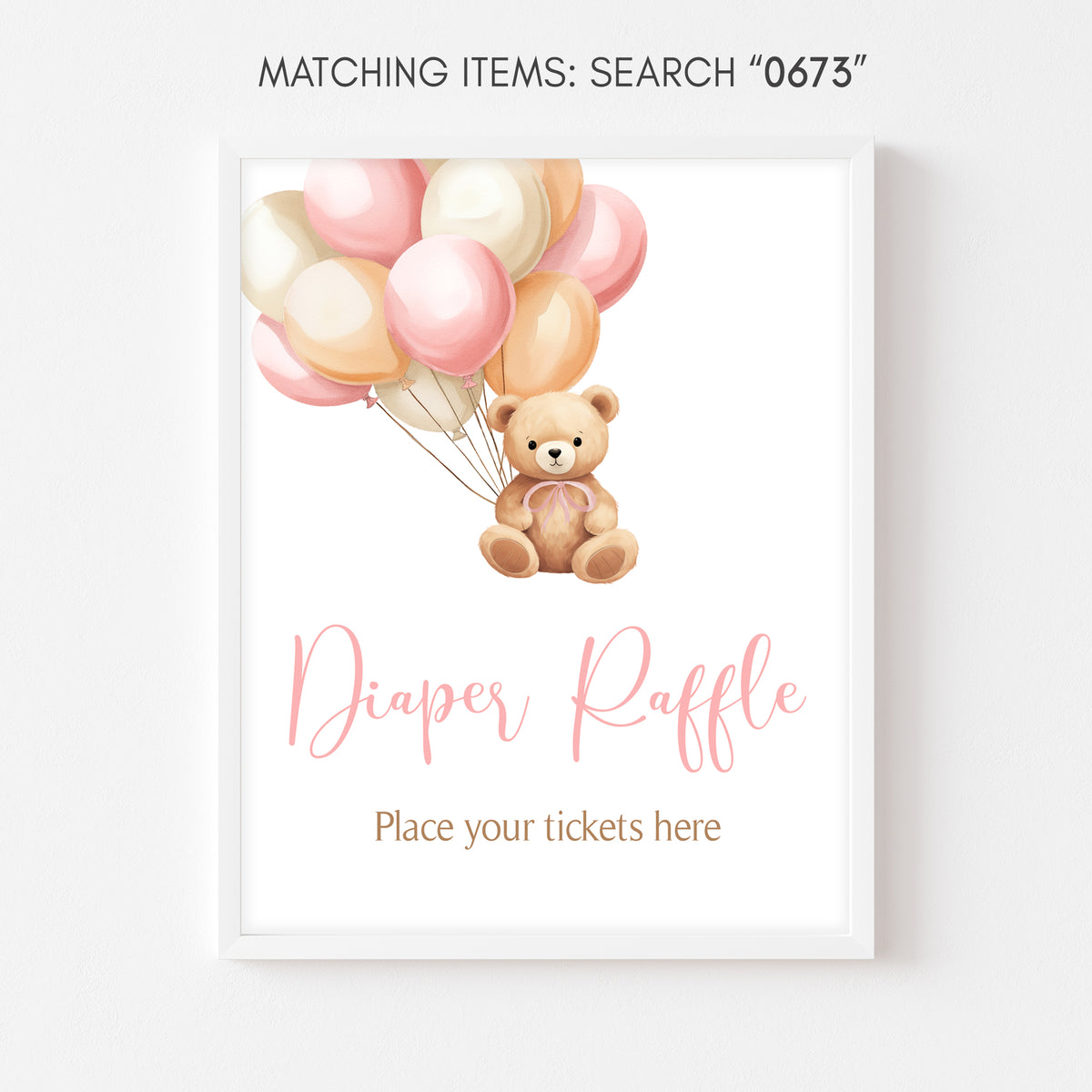 Diaper Raffle Party Signage for Girl Boho Bear Baby Shower Printable ...