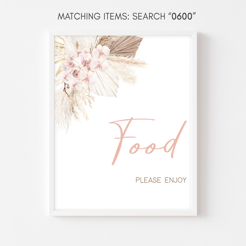 Boho Floral Baby Shower Food Sign