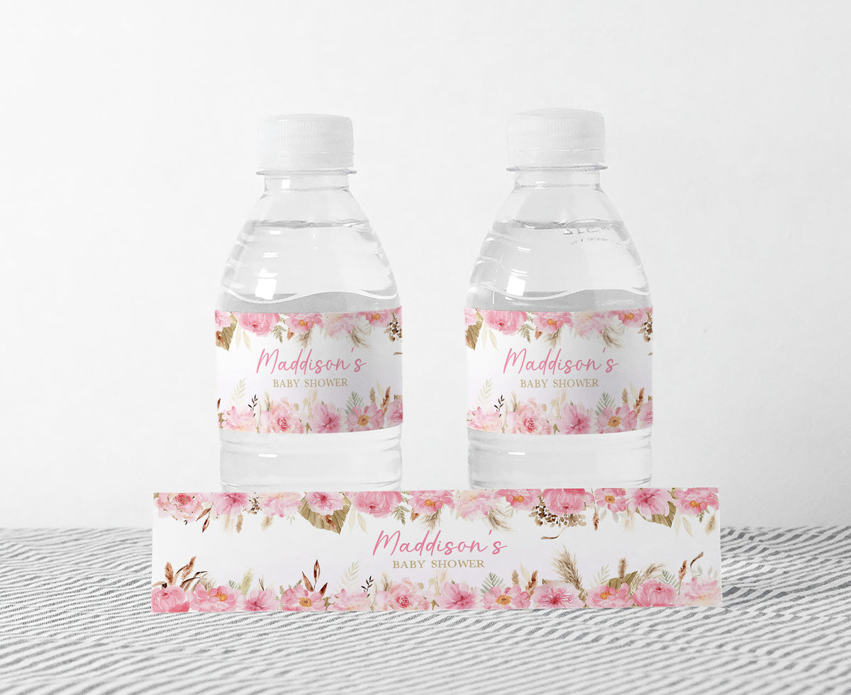 Boho Butterfly Bottle Labels for Pink Baby Shower – Cuddle Palette