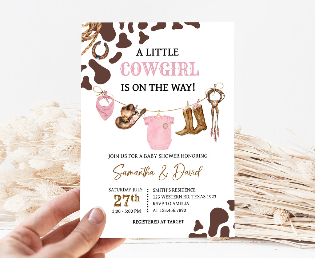 Pink Cowgirl Baby Shower Invitation