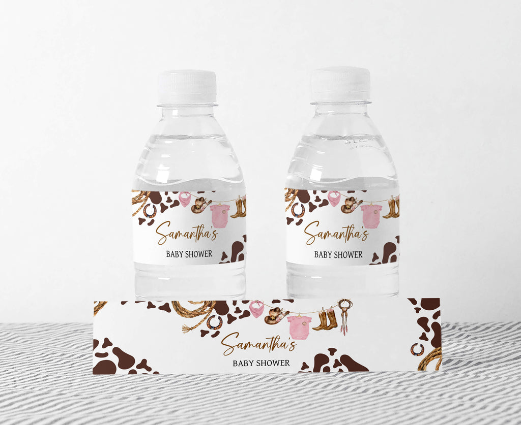 Pink Cowgirl Baby Shower Bottle Label