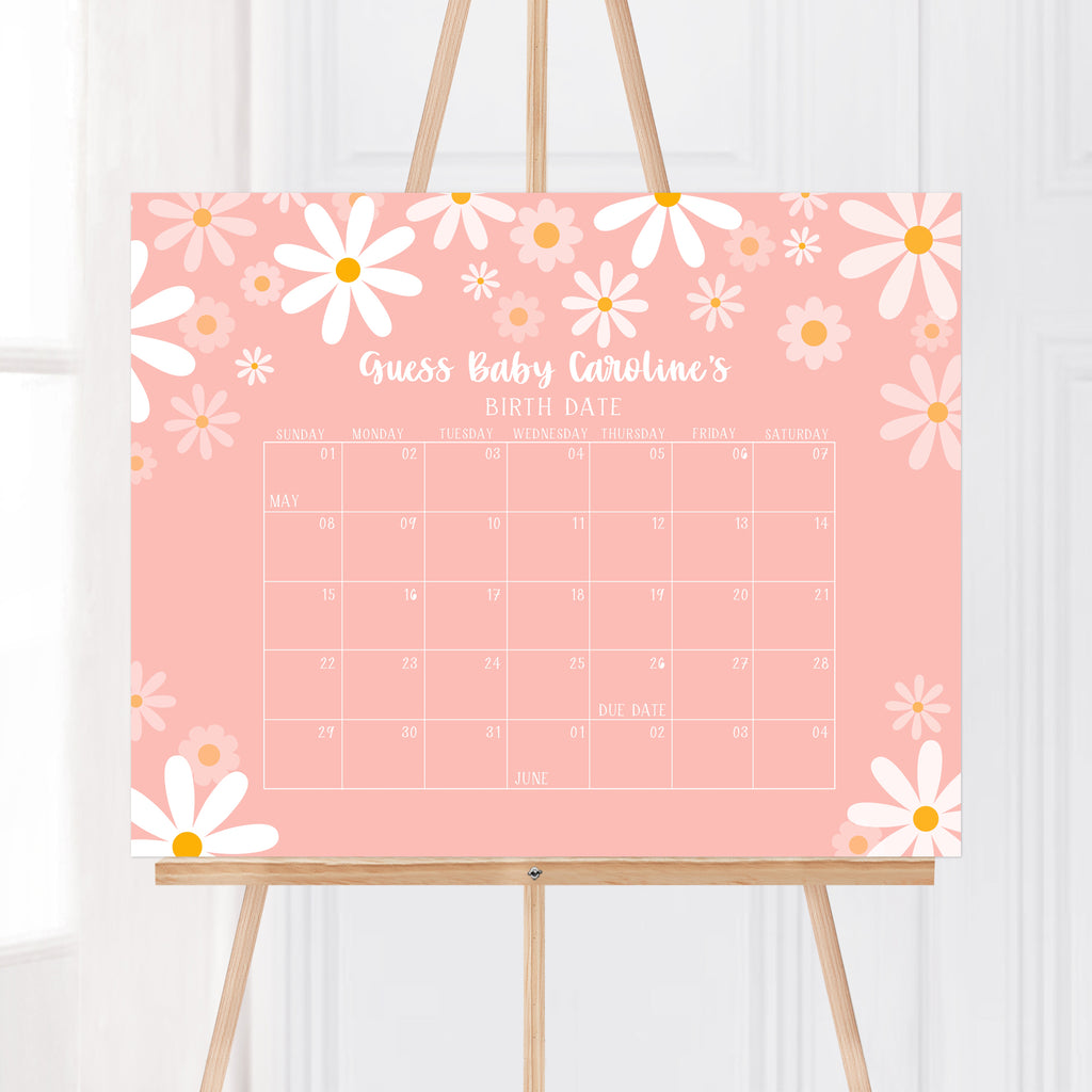 Daisy Baby Shower Due Date Calendar