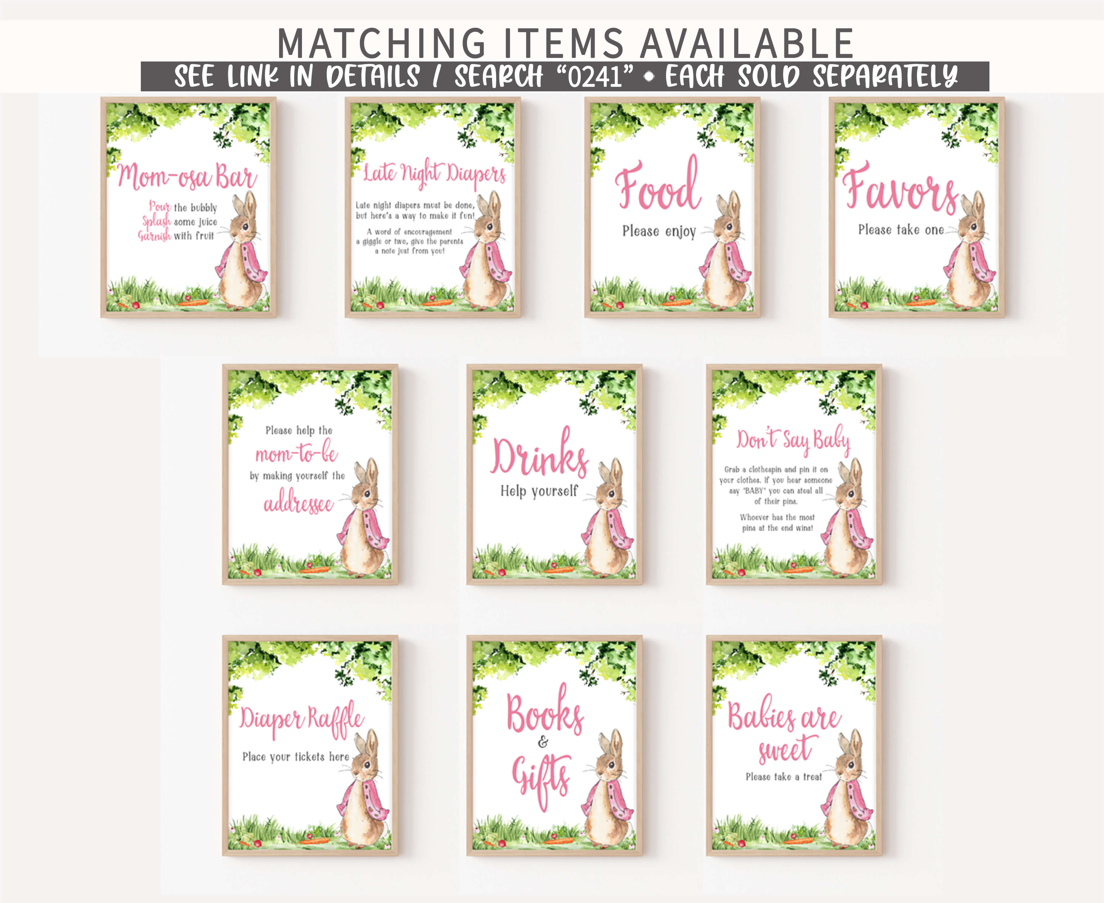 Editable Pink Peter Rabbit Baby Shower Games Bundle – Cuddle Palette