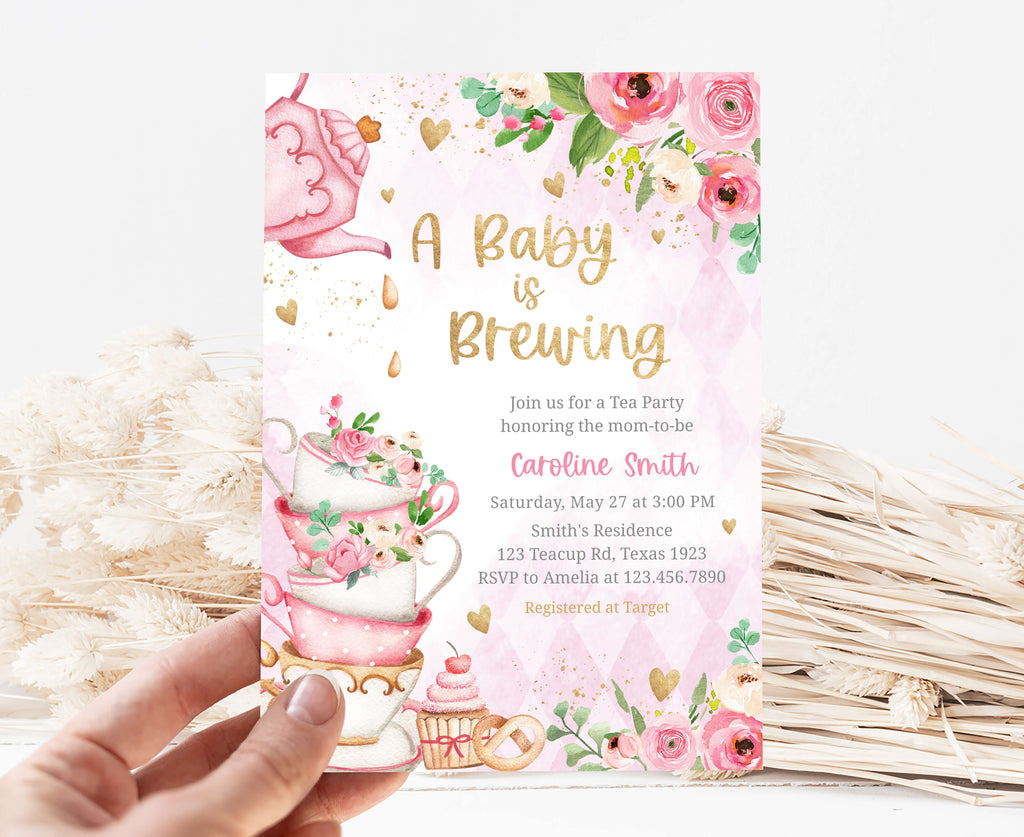 Vintage Tea Baby Shower Invitation