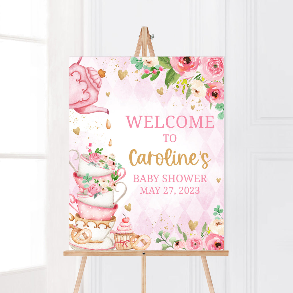 Vintage Tea Baby Shower Welcome Sign
