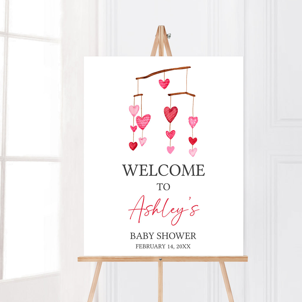 Valentine Heart Baby Shower Welcome Sign
