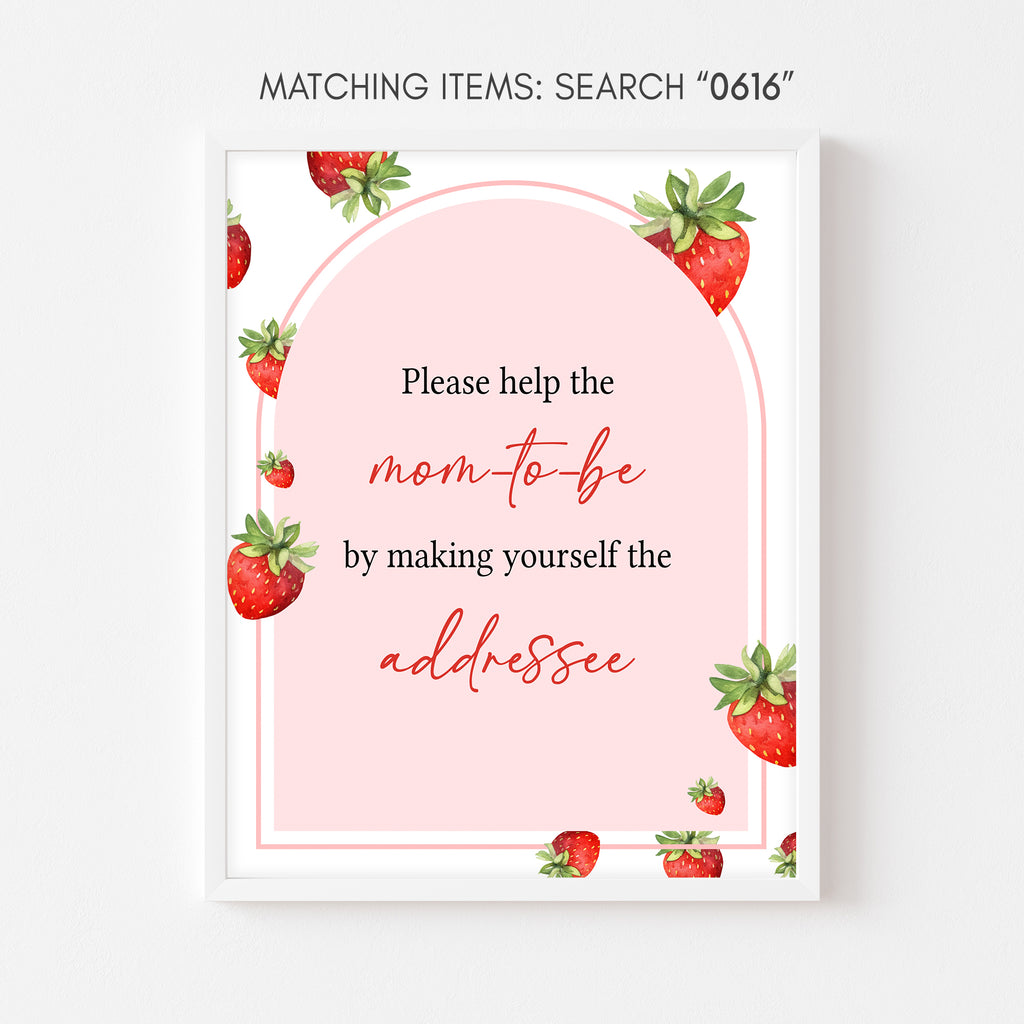 Strawberry Baby Shower Envelope Station Sign