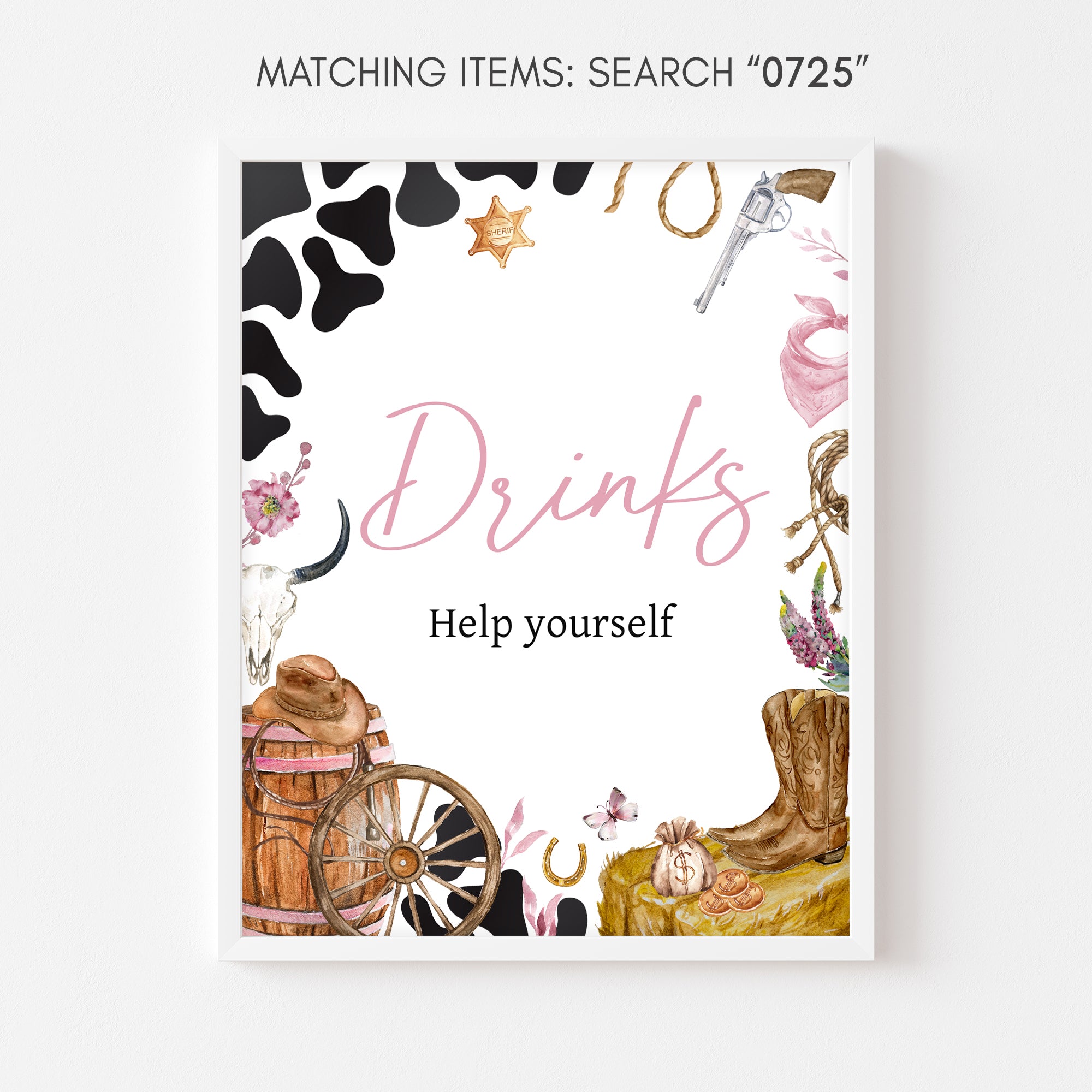 Printable Drinks Sign for Rodeo Baby Shower