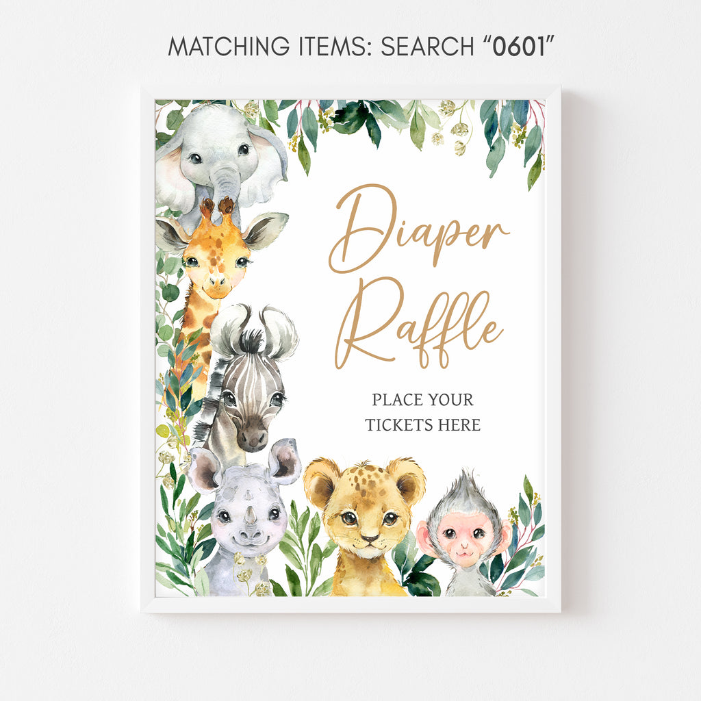 A Little Wild One Baby Shower Diaper Raffle Sign