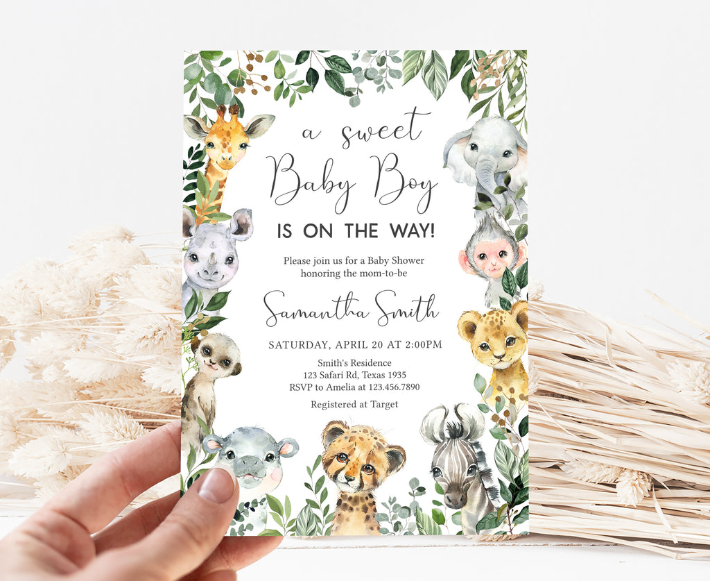 Safari Animals Baby Shower Invitation