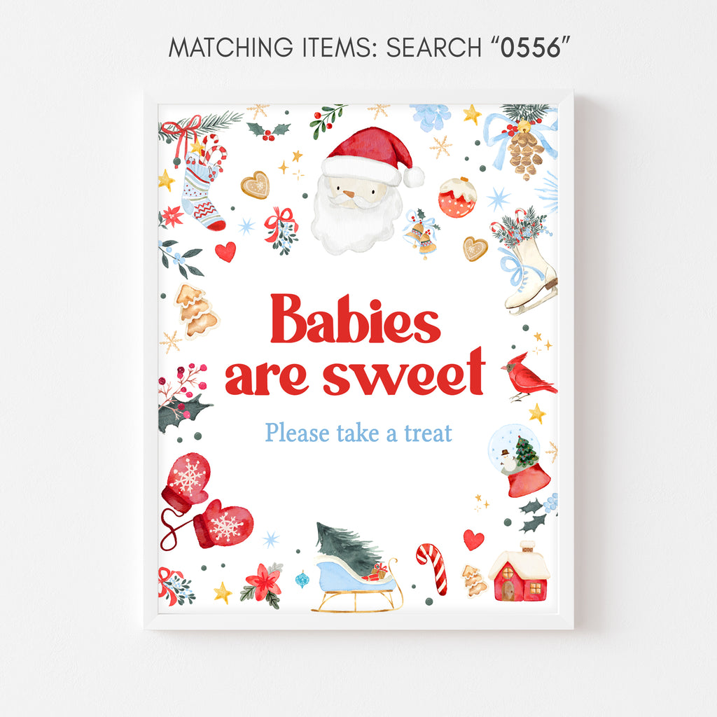 Blue Santa Baby Baby Shower Babies are Sweet Sign