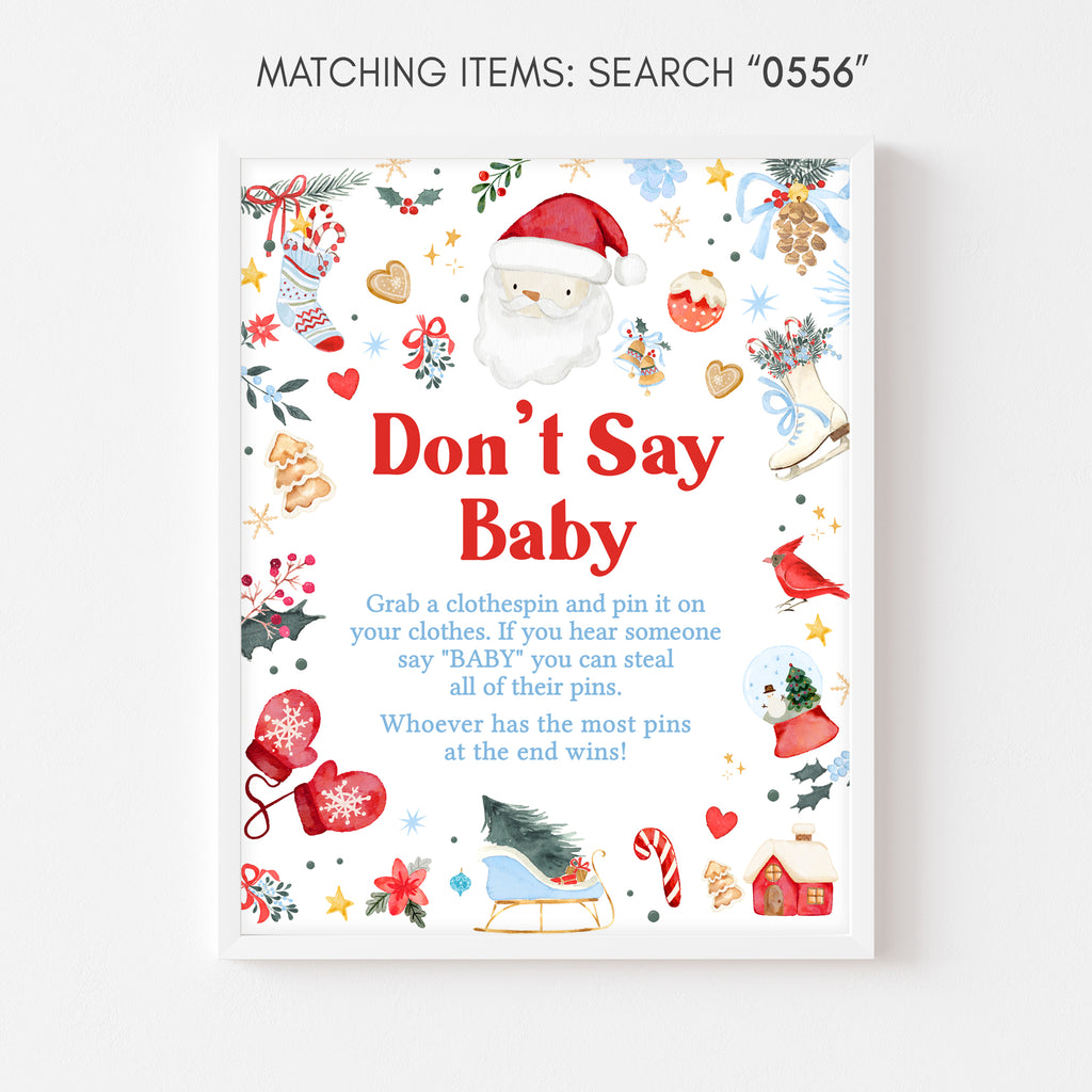 Blue Santa Baby Baby Shower Don't Say Baby Sign