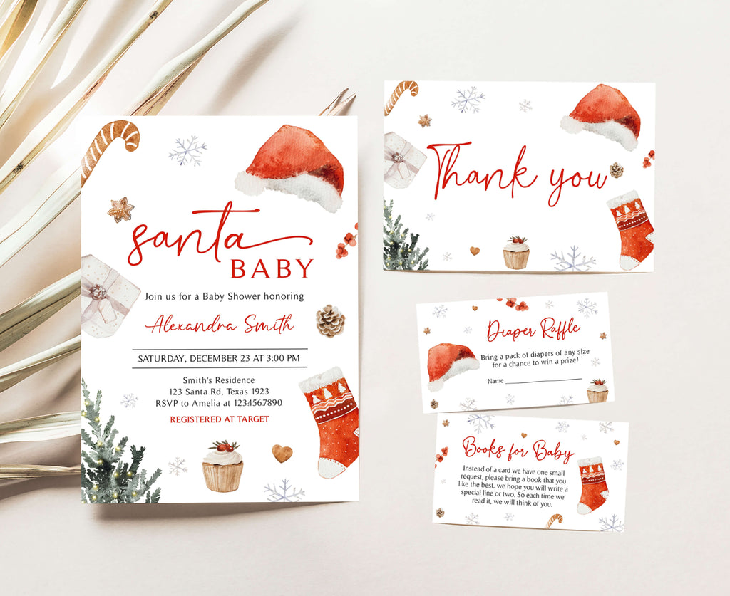 Santa Baby Shower Invitation Set