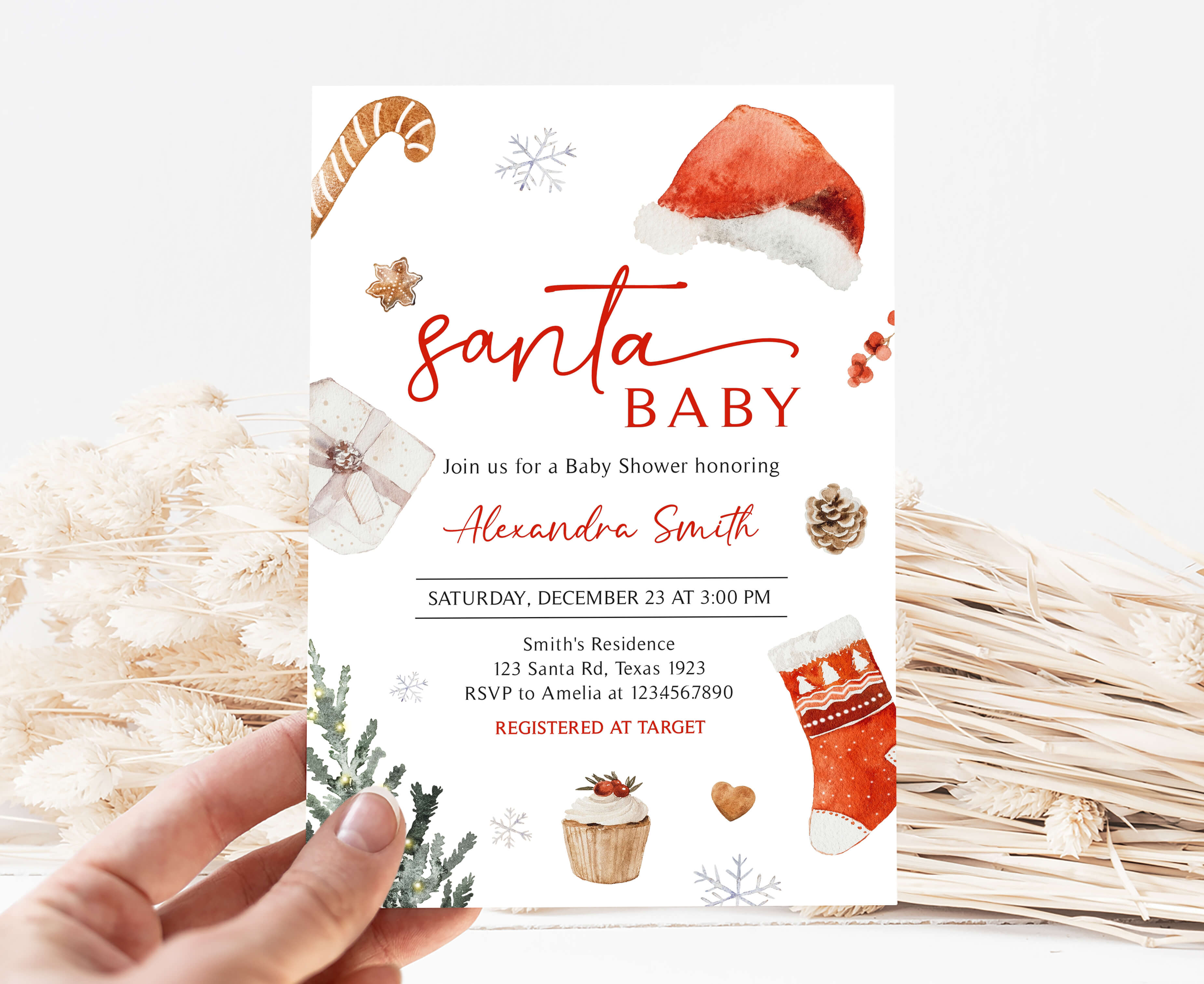 Editable Santa Baby Shower Invitation Set – Cuddle Palette