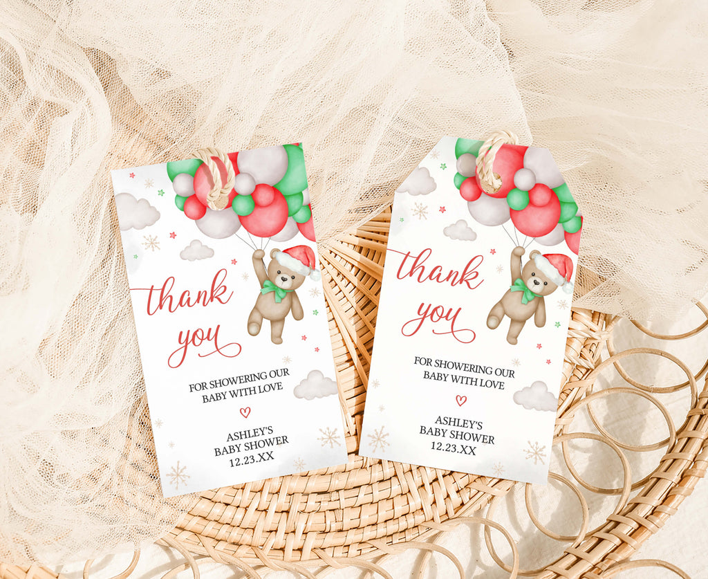 Bear Santa Baby Shower Favor Tag
