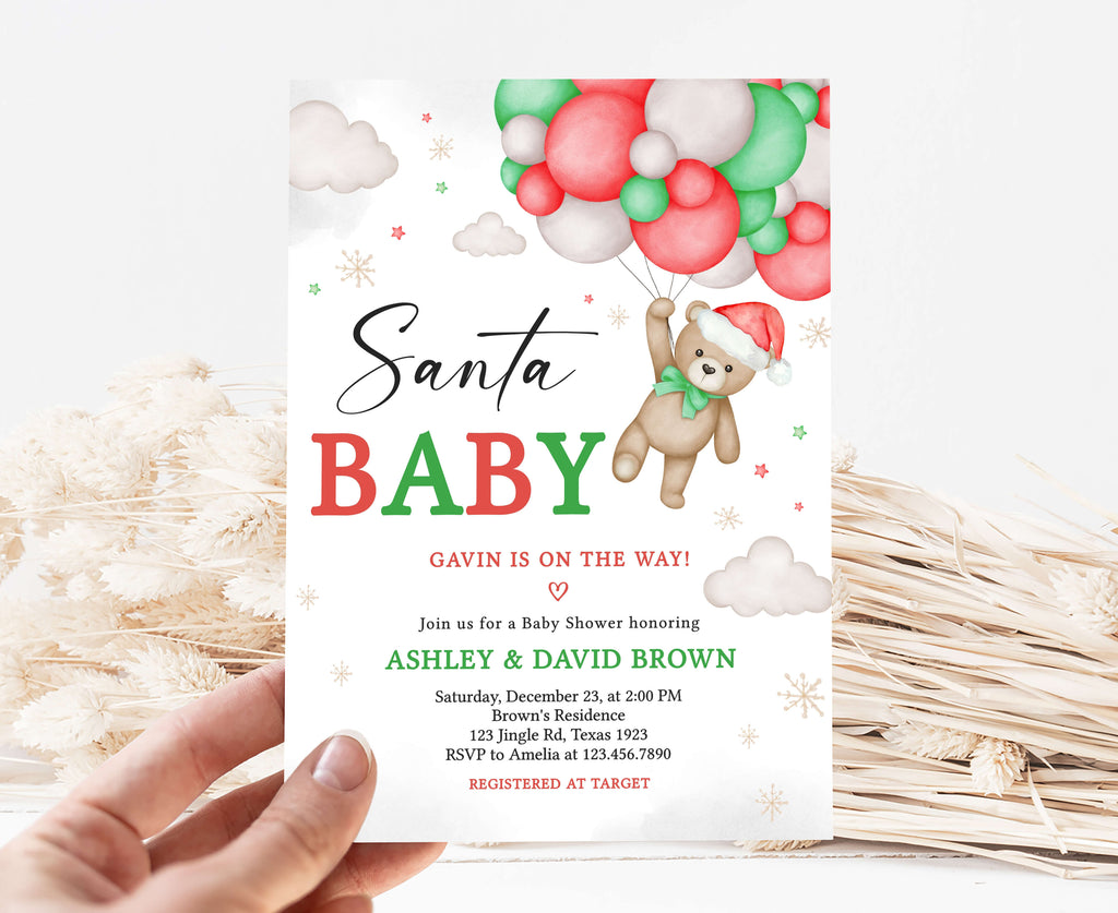 Bear Santa Baby Shower Invitation