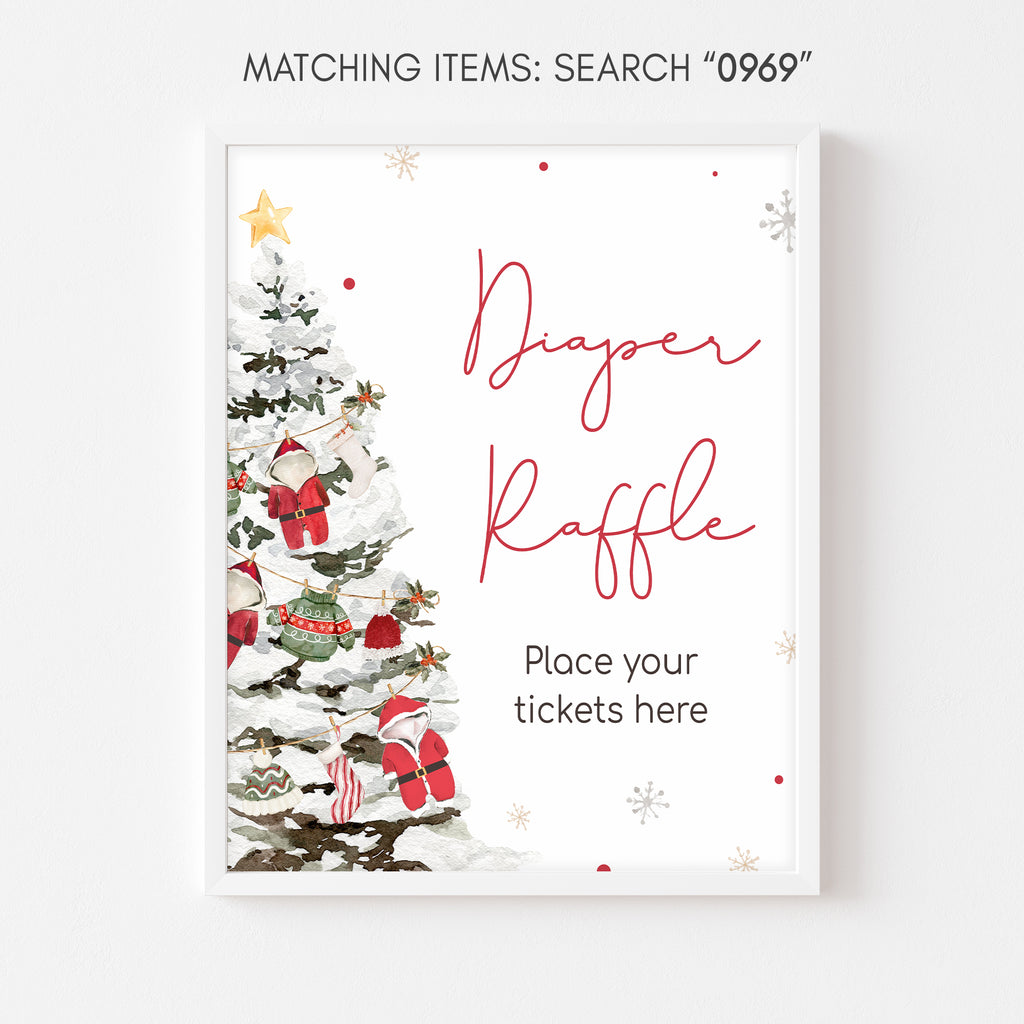Santa Baby diaper raffle sign | Christmas themed baby shower holiday printable