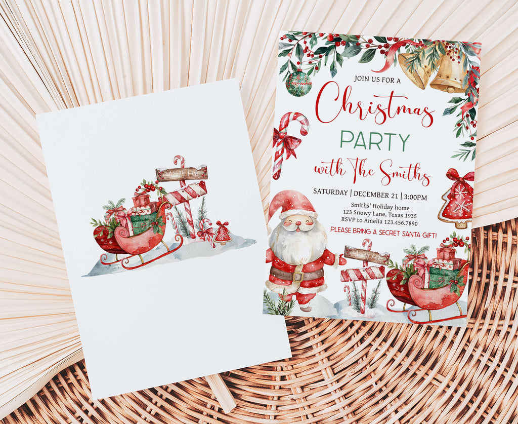 printable rustic holiday gathering invite template