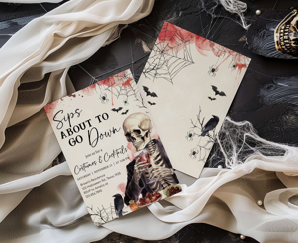 Printable spooky cocktail and costume party invite