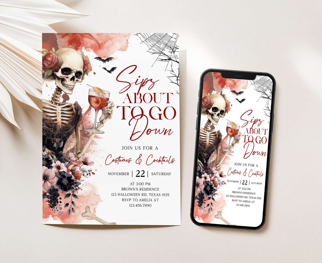 Day of the Dead inspired Halloween party card design
