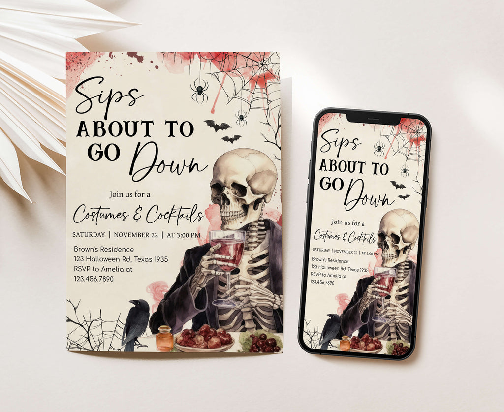 Halloween wine and costumes party printable template