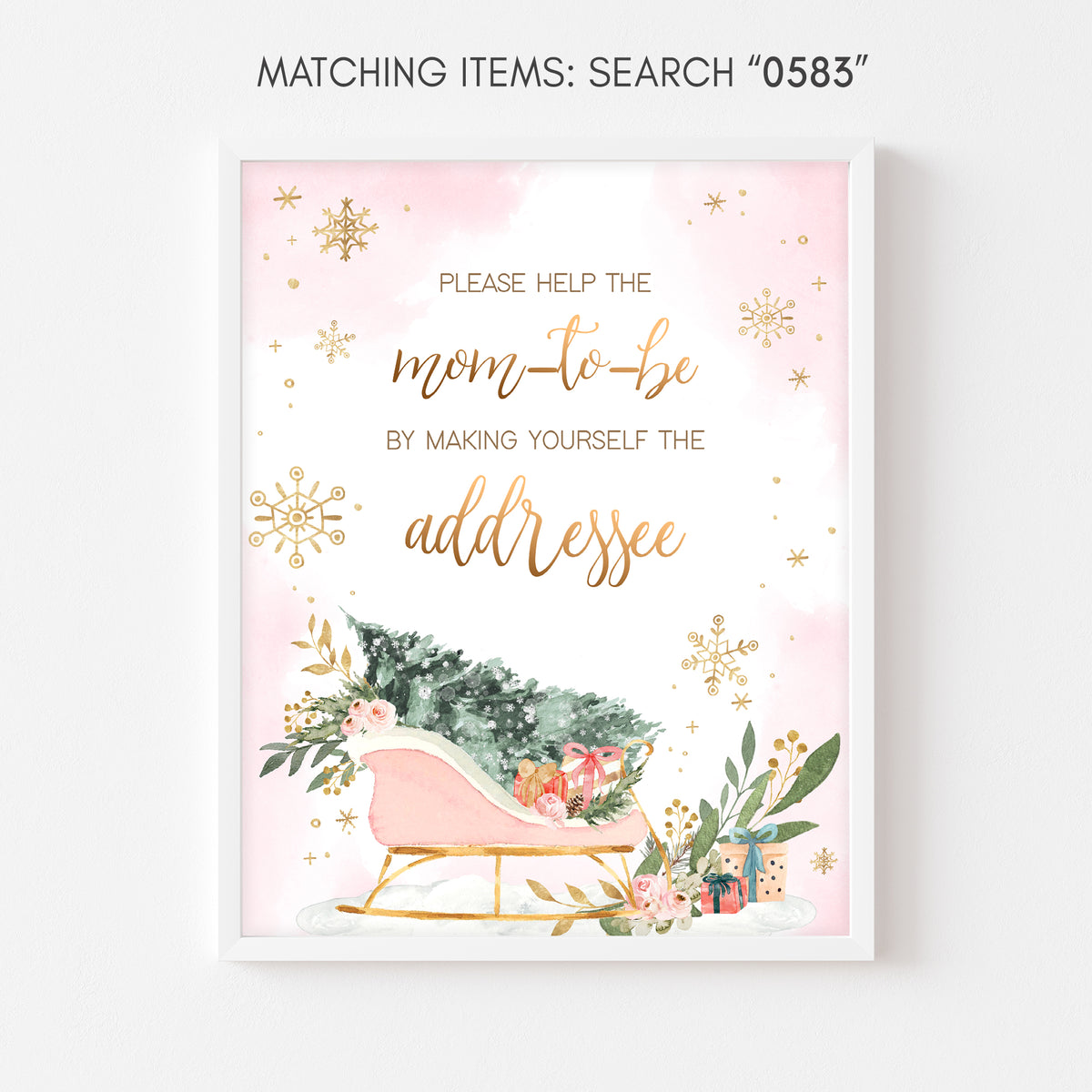 Pink Winter Sleigh Baby Shower Envelope Station Sign – Cuddle Palette