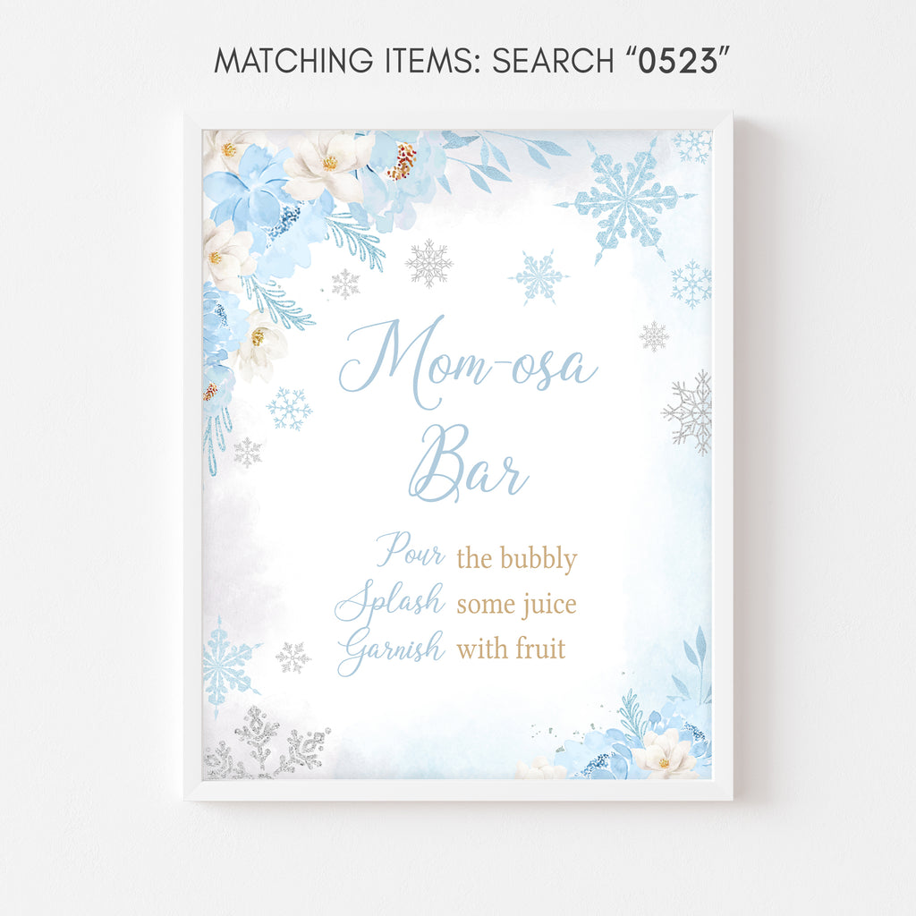 Blue A Little Snowflake Baby Shower Mom Osa Bar Sign