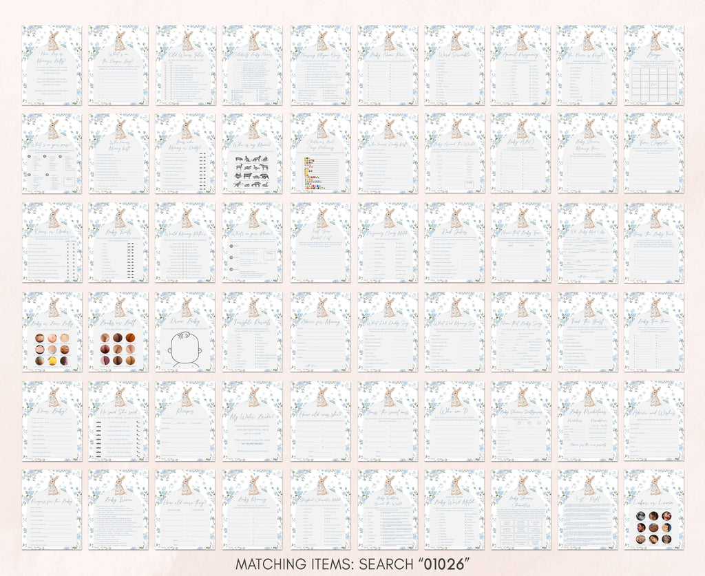 Some bunny baby boy shower games pack