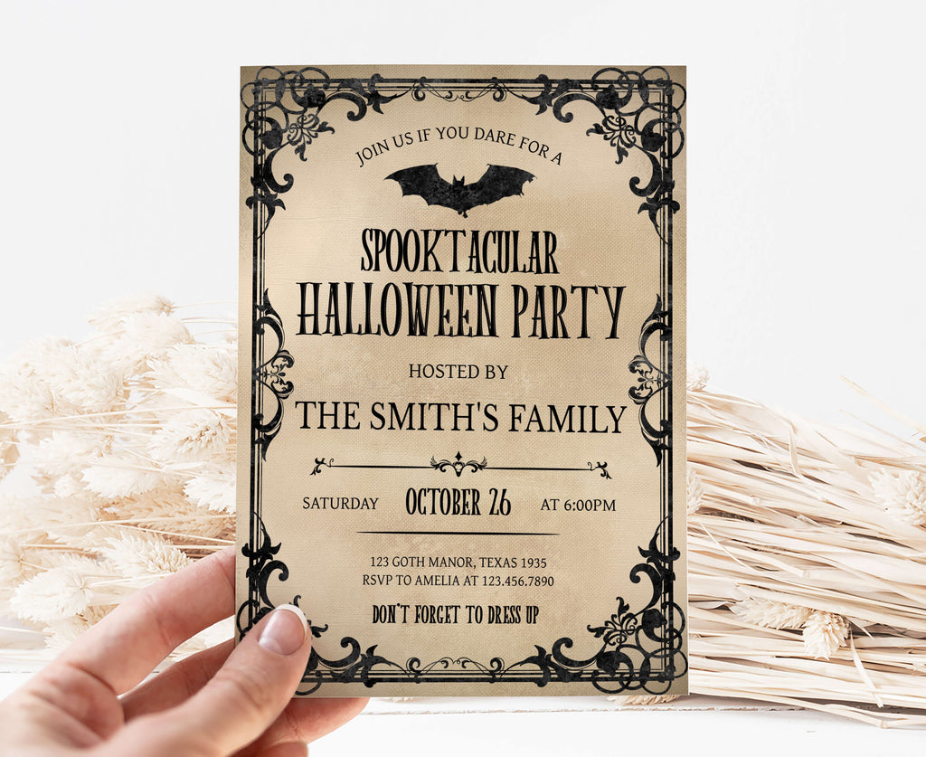 Printable vintage Halloween party invitation for spooky gatherings