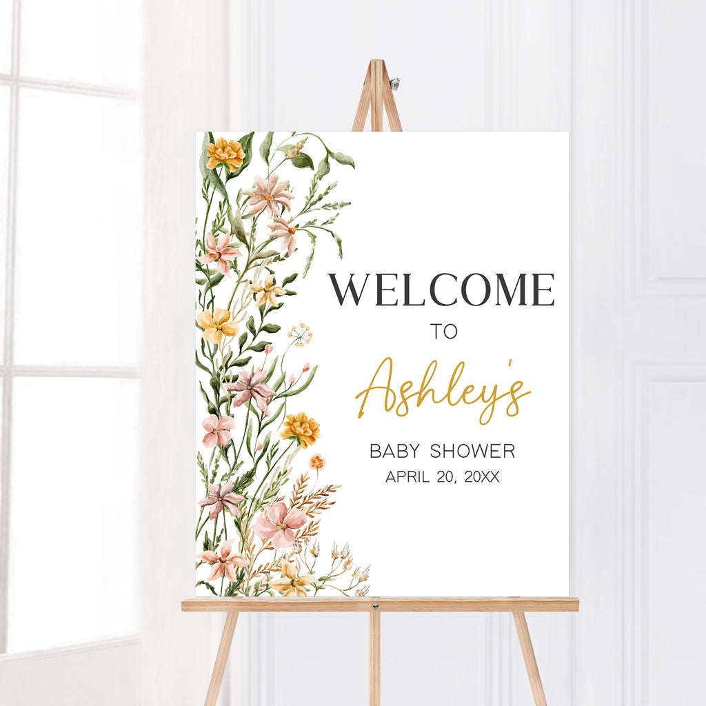 Wildflower Baby in Bloom Baby Shower Welcome Sign