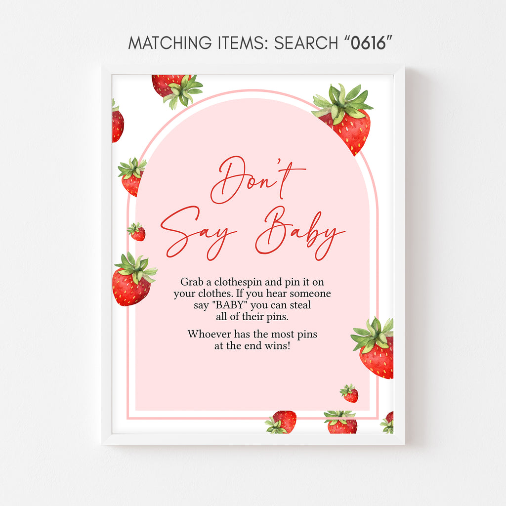 Strawberry Baby Shower Don't Say Baby Sign