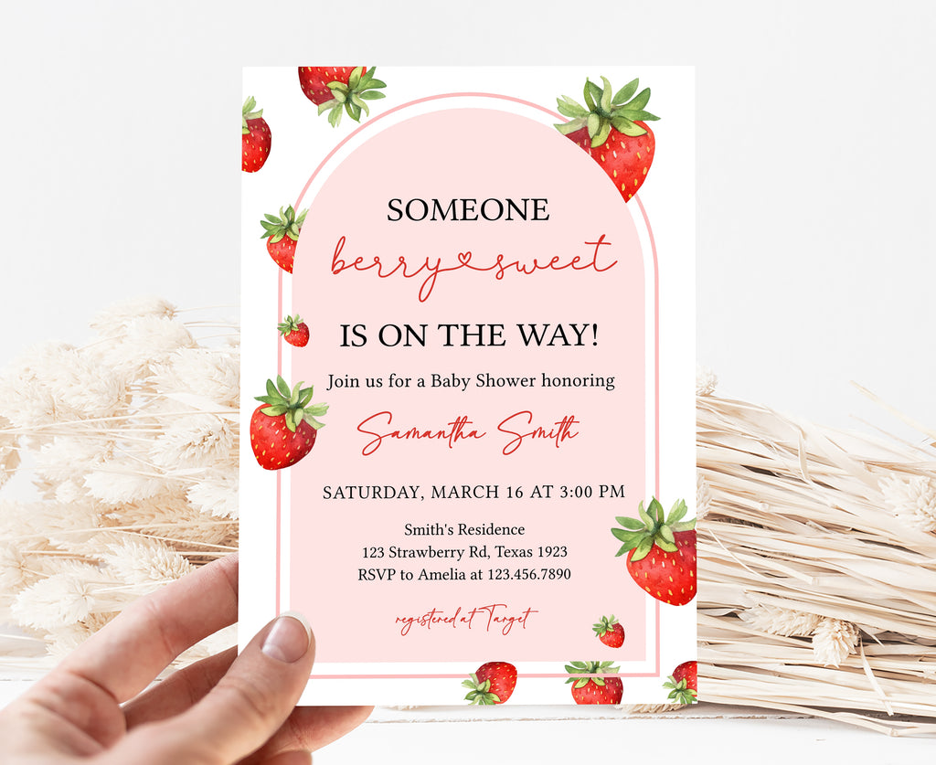 Strawberry Baby Shower Invitation