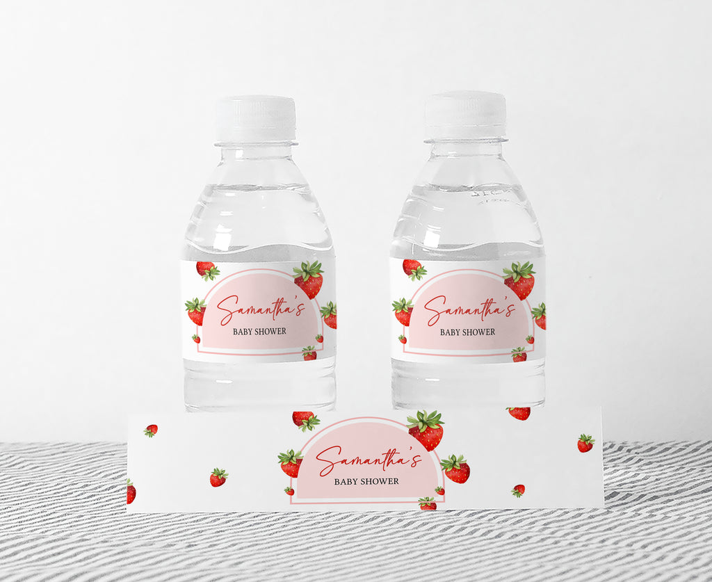 Strawberry Baby Shower Bottle Label
