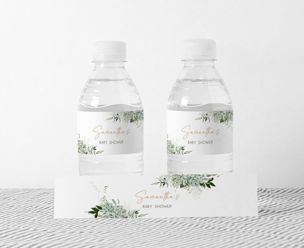 Succulent Baby in Bloom Baby Shower Bottle Label