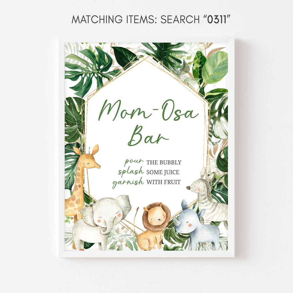 Greenery Safari Baby Shower Mom Osa Bar Sign