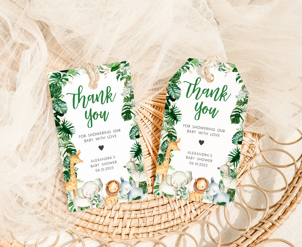 Greenery Safari Baby Shower Favor Tag