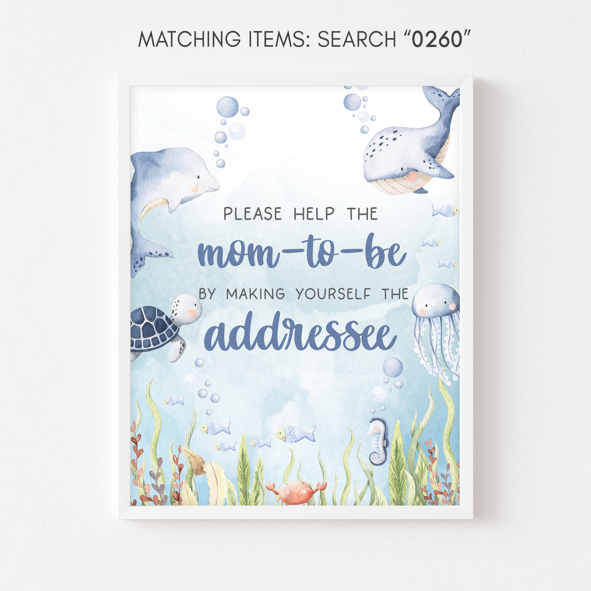 Sea Animals Baby Shower Envelope Station Sign – Cuddle Palette