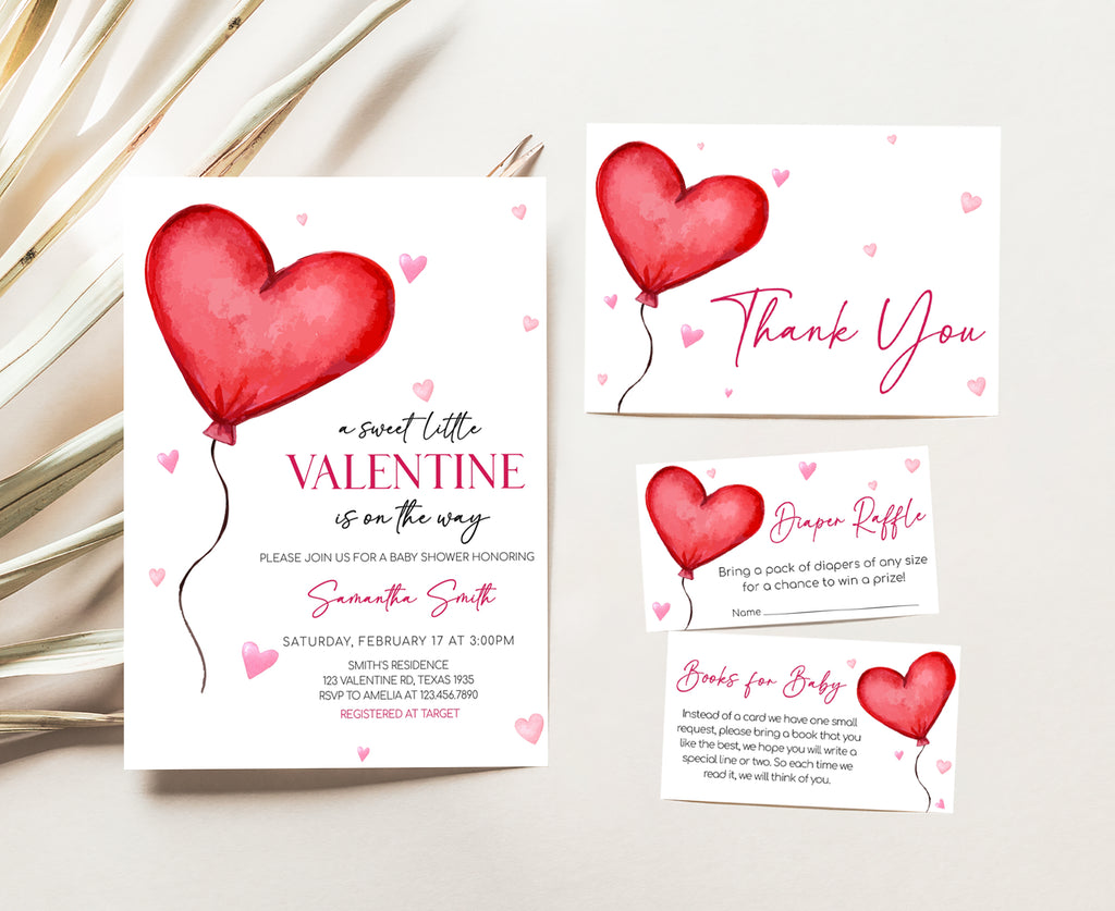 Valentine Baby Shower Invitation Set