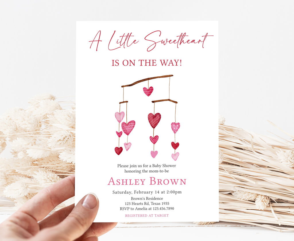 Valentine Heart Baby Shower Invitation