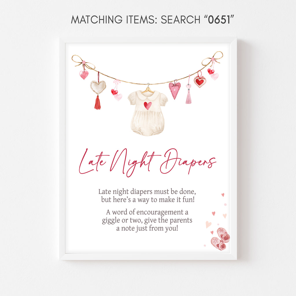 Little Sweetheart Baby Shower Late Night Diapers Sign