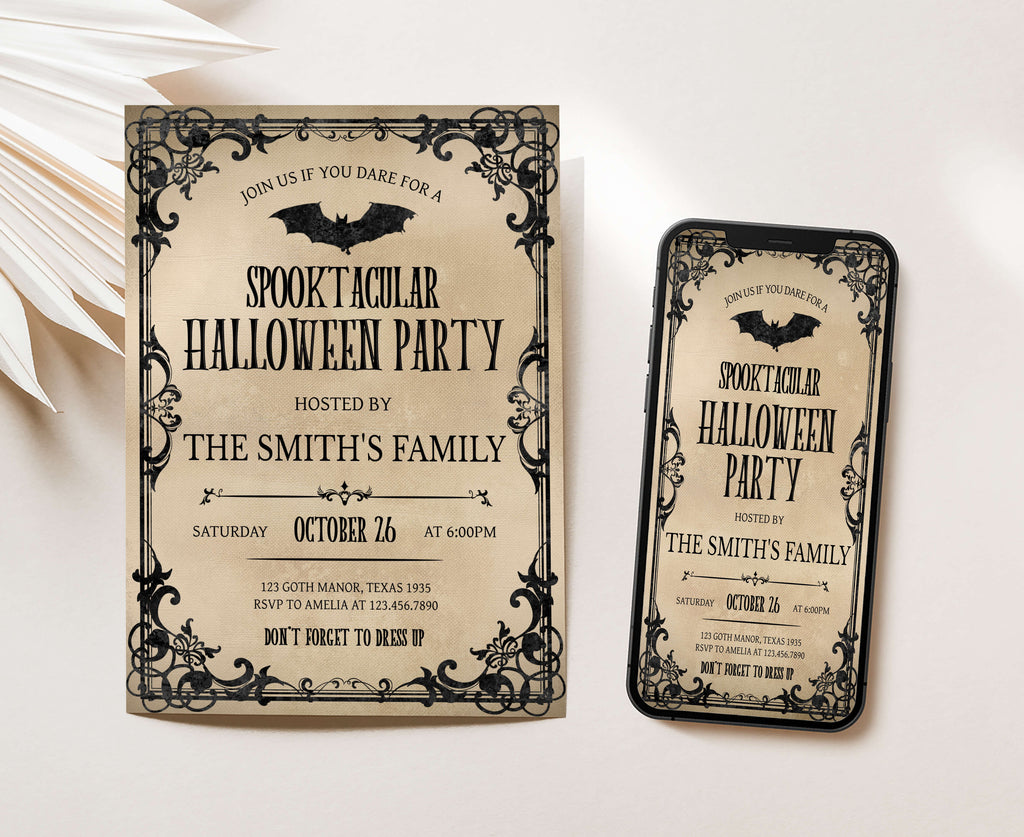 Spooky editable Halloween party template for instant download