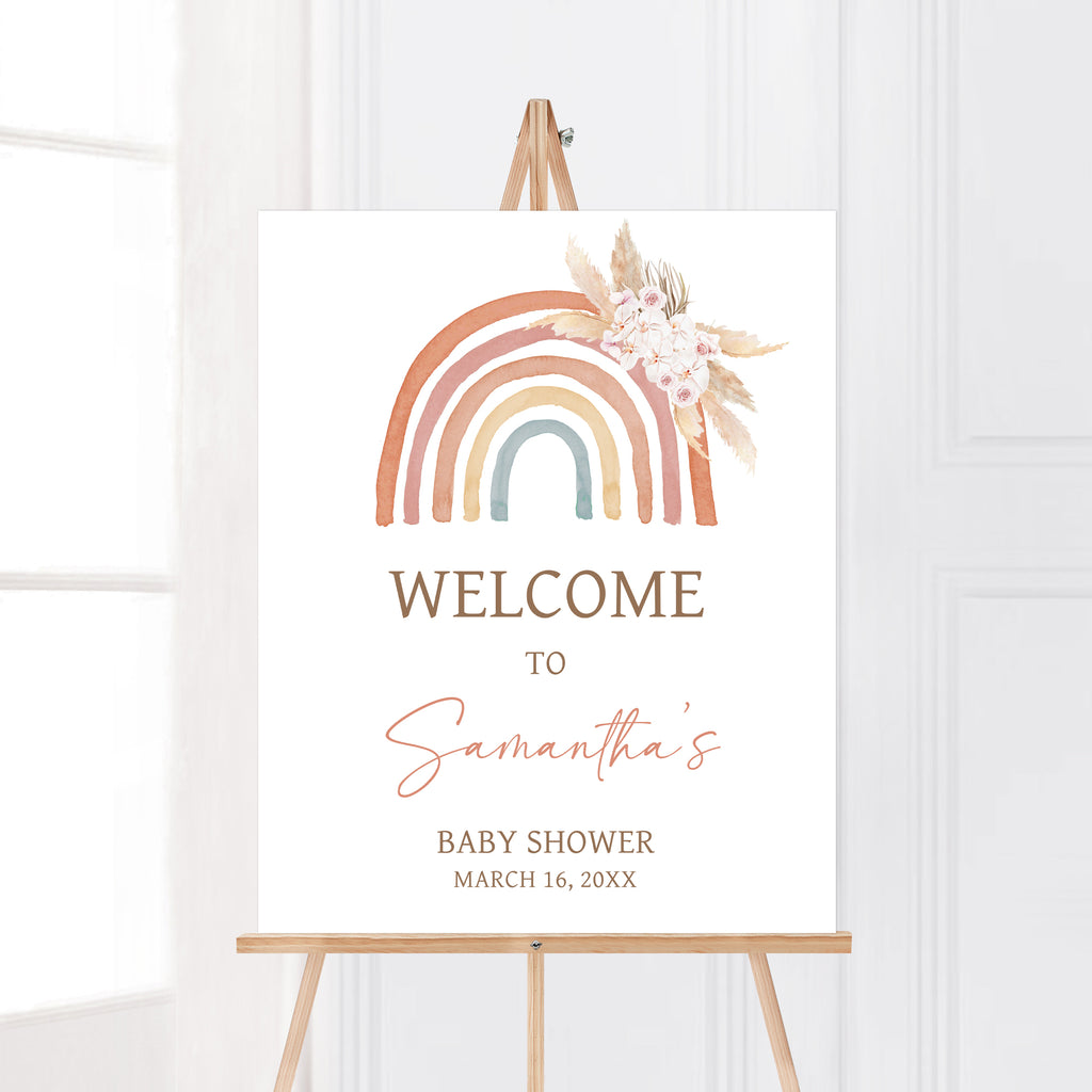 Boho Rainbow Baby Shower Welcome Sign