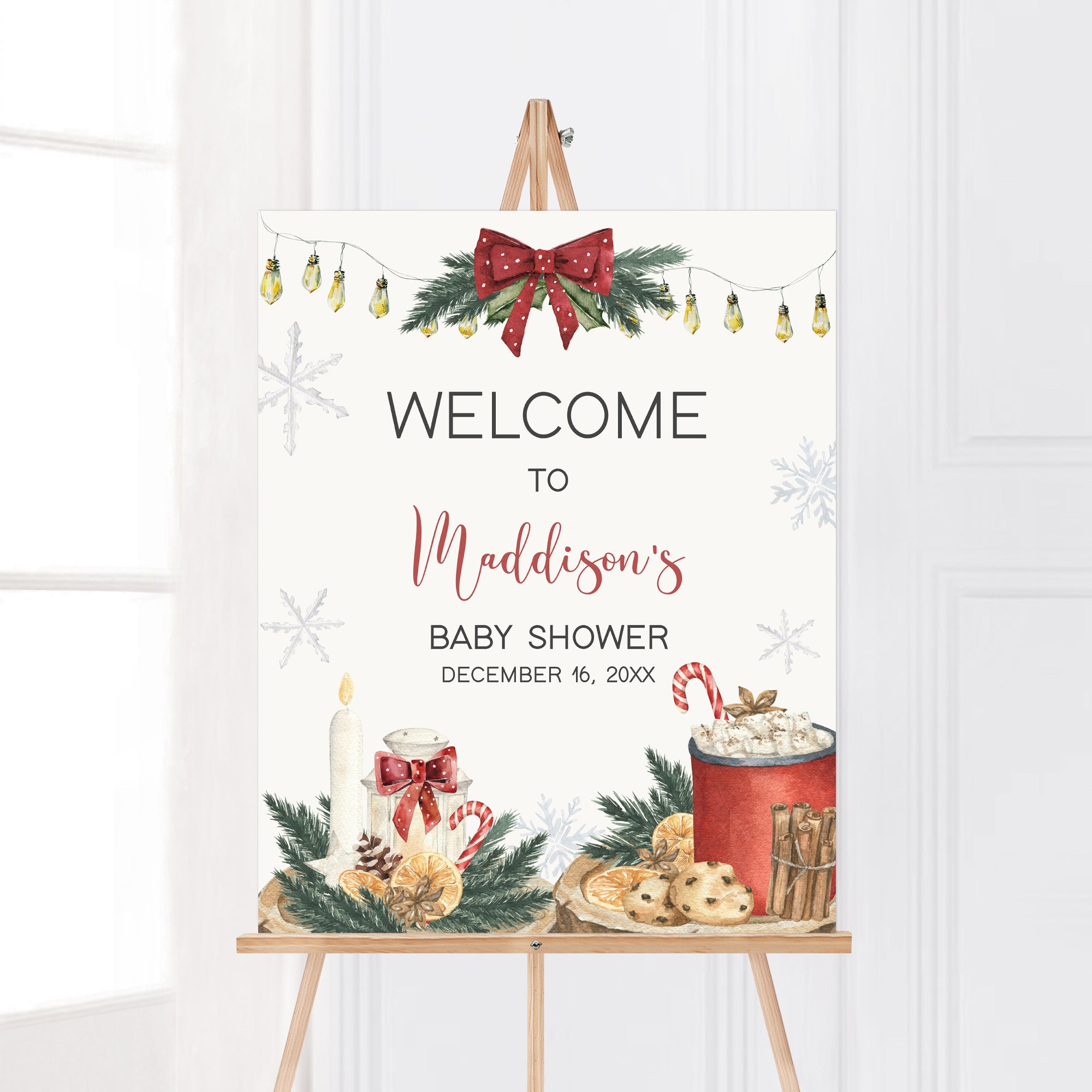 Editable Santa Baby Christmas Baby Shower Welcome Sign – Cuddle Palette