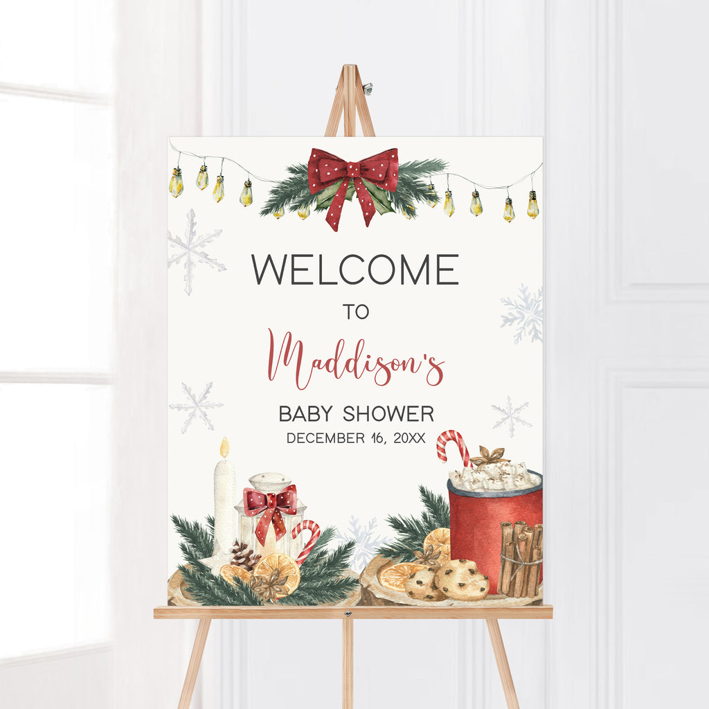 Santa Baby Christmas Baby Shower Welcome Sign