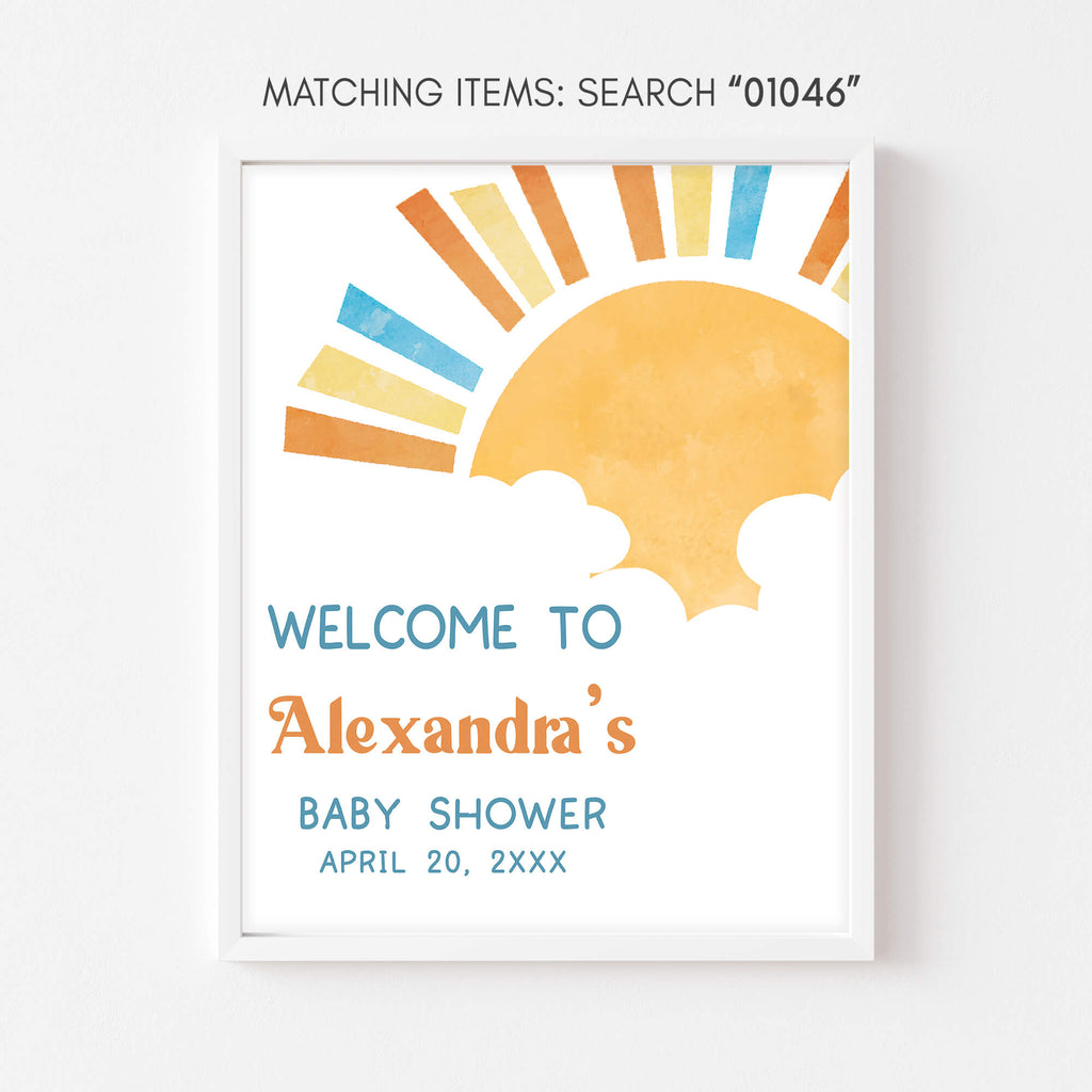 Editable Boy Sun Baby Shower Welcome Sign – Cuddle Palette