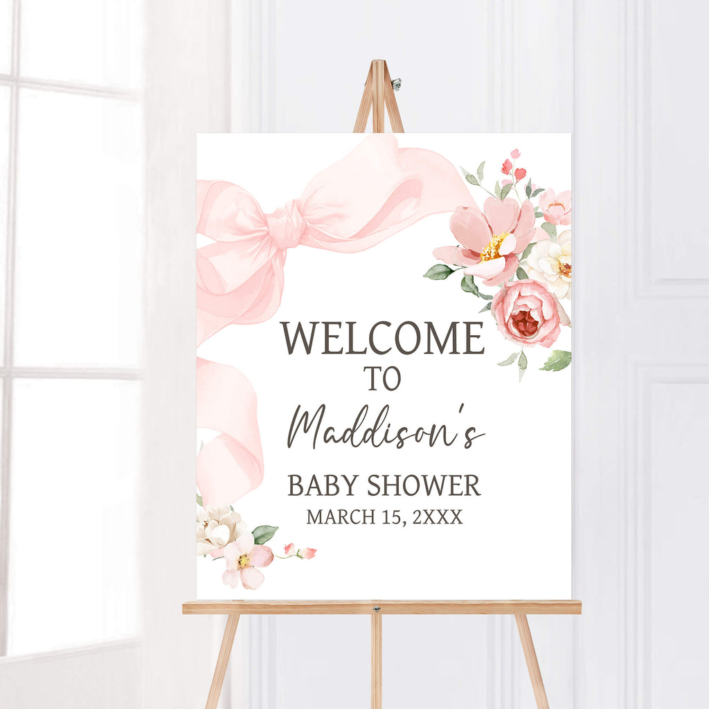 Spring baby in bloom welcome sign for girl baby shower