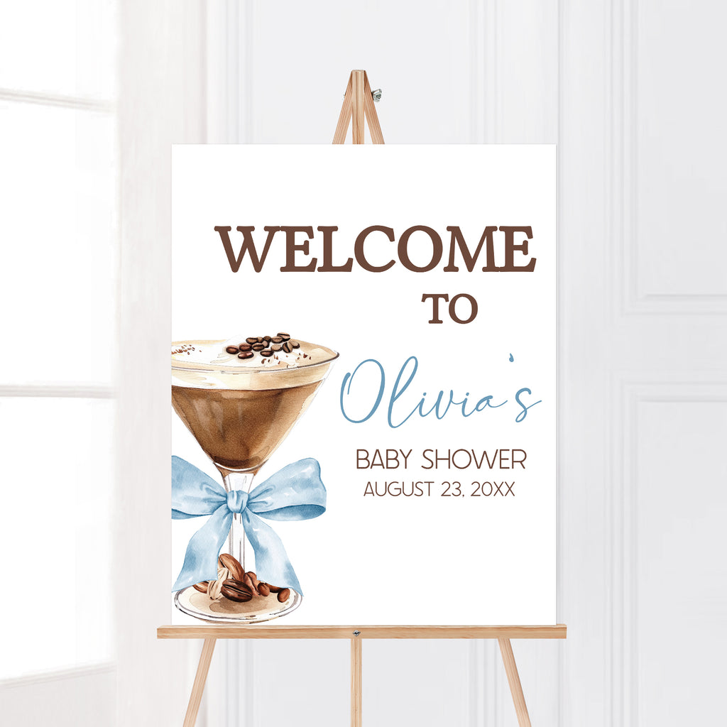 Tini one baby shower welcome sign, espresso martini party printable for boy