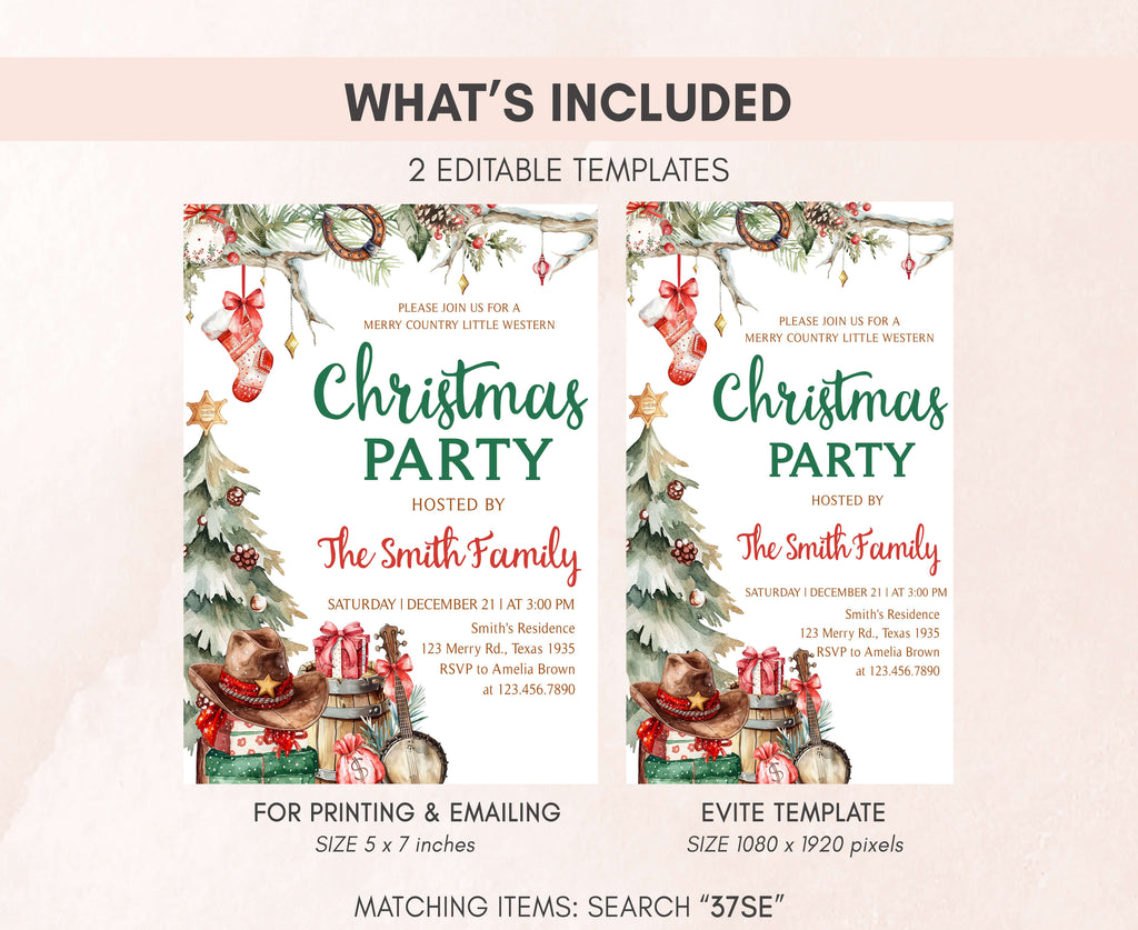 Sheriff badge rustic holiday invitation digital download