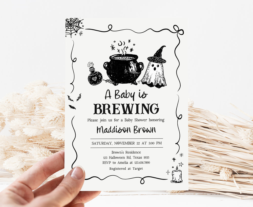 Printable Halloween baby shower invitation for boy or girl