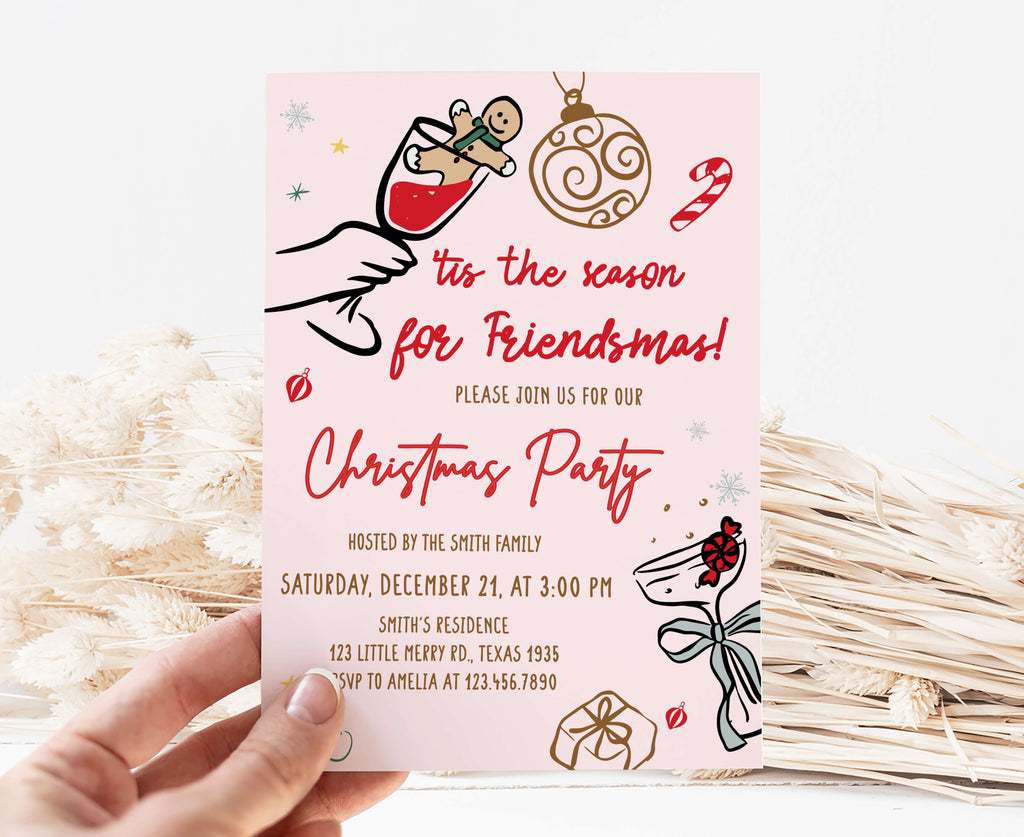 Printable Friendsmas Christmas party invitation